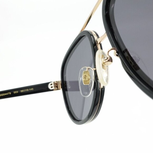 Gucci GG0447 Pilot Sunglasses Black Gray OS - Picture 9 of 15